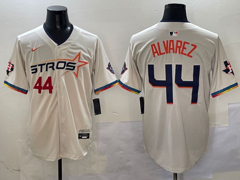 Men Houston Astros 44 Alvarez Cream Fourth generation Joint Name 2025 Nike MLB Jersey style 4153